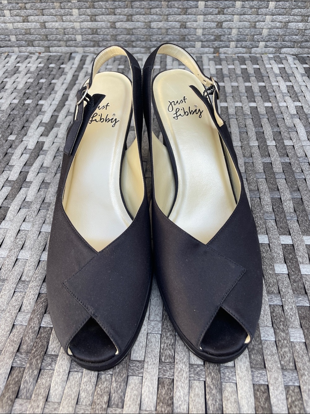 Just Libby Black Open-Toe Slingback Heels